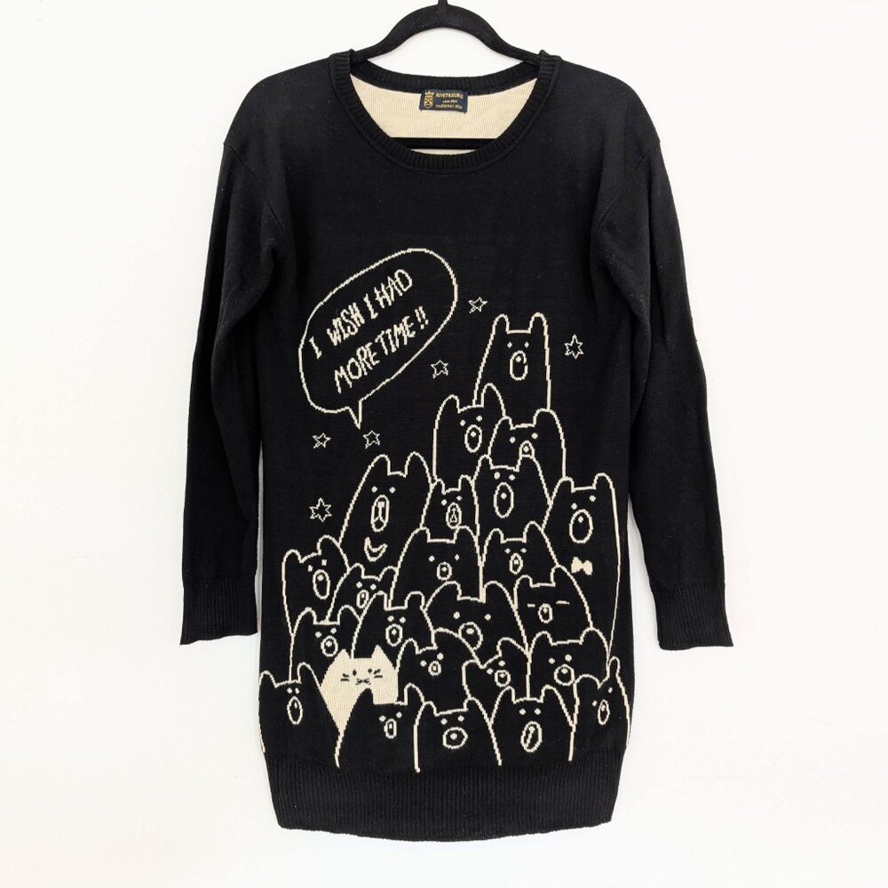 RIVET & SURGE Sweater Dress Cat and Bears Size M Japanese Brand